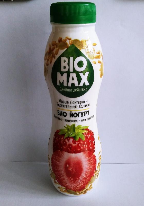 Фото - Питьевой йогурт 'Bio max' клубника-земляника-микс семечек