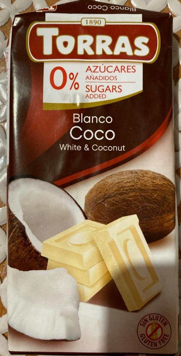 Фото - Шоколад белый с кокосовым вкусом Blanco Coco White & Coconut Torras