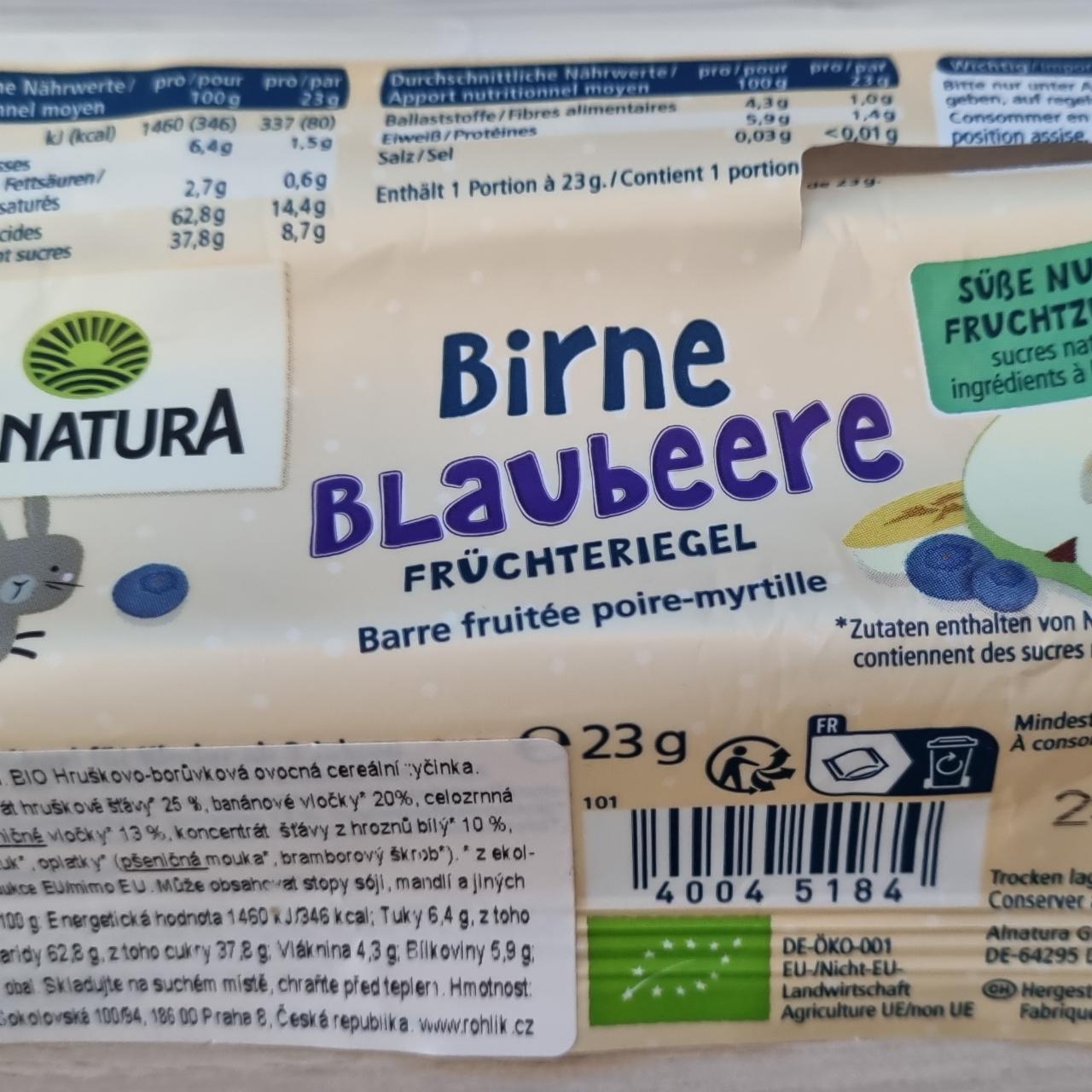 Фото - батончик фруктовый черника Birne Blaubeere Alnatura