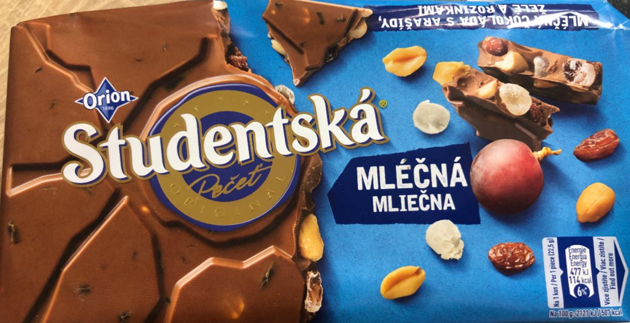 Фото - Шоколад молочно-темный с арахисом и изюмом Studentska Pecet Duomix Orion