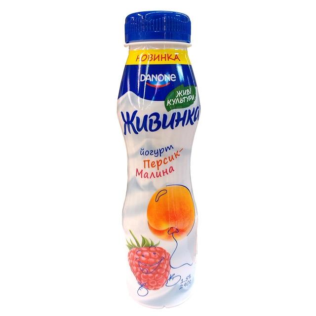 Фото - Йогурт питьевой персик малина 1.5% Живинка