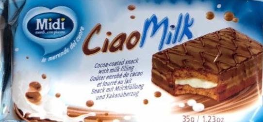 Фото - шоколадный бисквит с молочным кремом в шоколадной глазури Ciao Milk