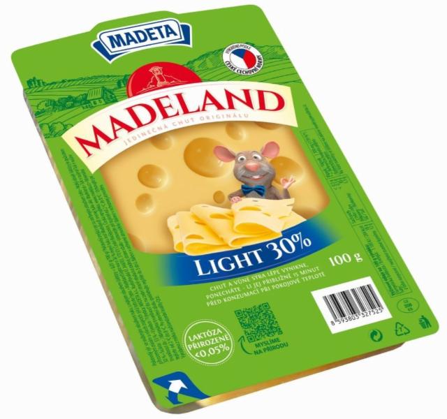 Фото - Madeland light jemný lahodný sýr 30% plátky Madeta