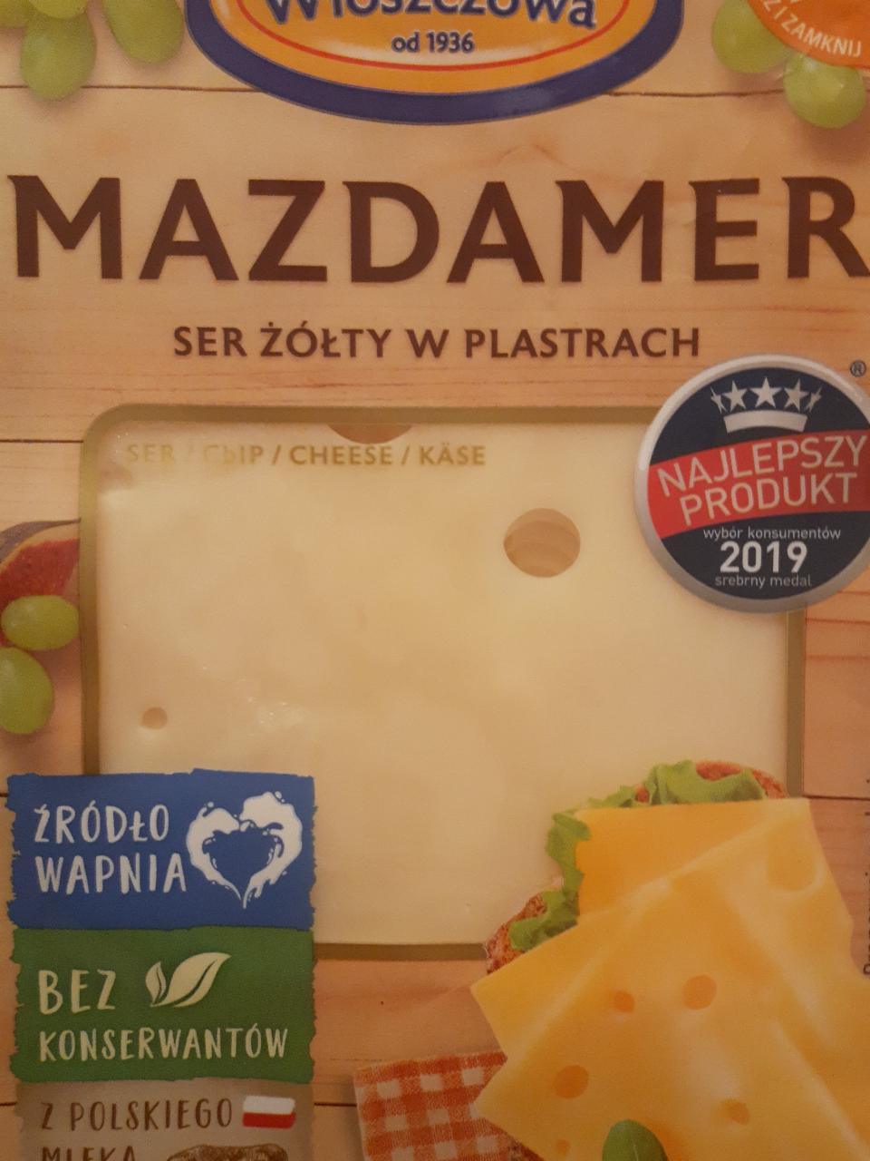 Фото - Сыр сычужный твердый нарезной Маздамер 45% Wloszczowa
