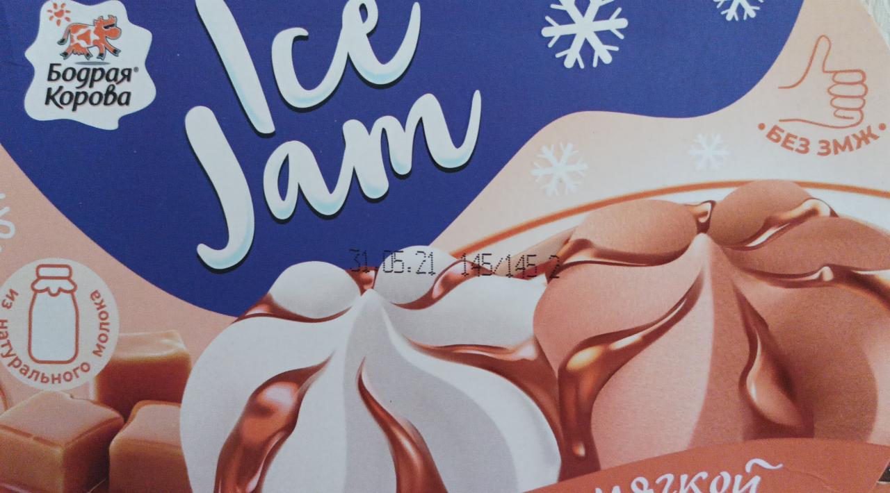 Фото - Мороженое двухслойное молочное и с мягкой карамелью со вкусом тофи Ice jam Бодрая корова
