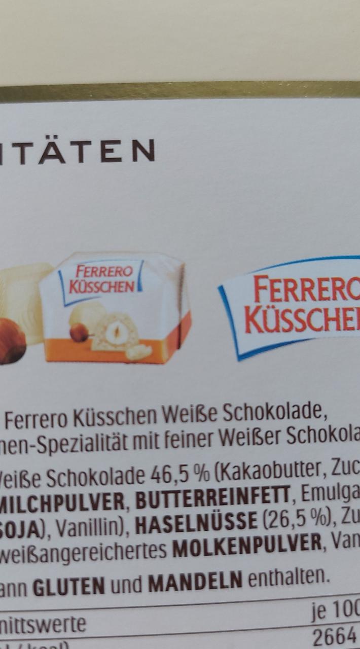 Фото - набор конфет KÜSSCHEN MAGERMILCHPULVER, BUTTERREINFETT FERRERO