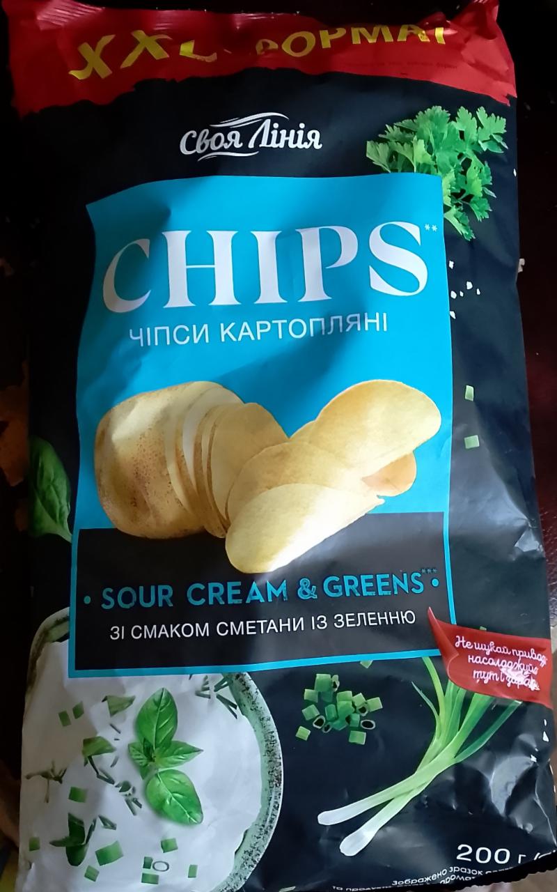 Фото - Chips чипсы картофельные со вкусом сметаны с зеленью Своя Линия (Своя Лінія)