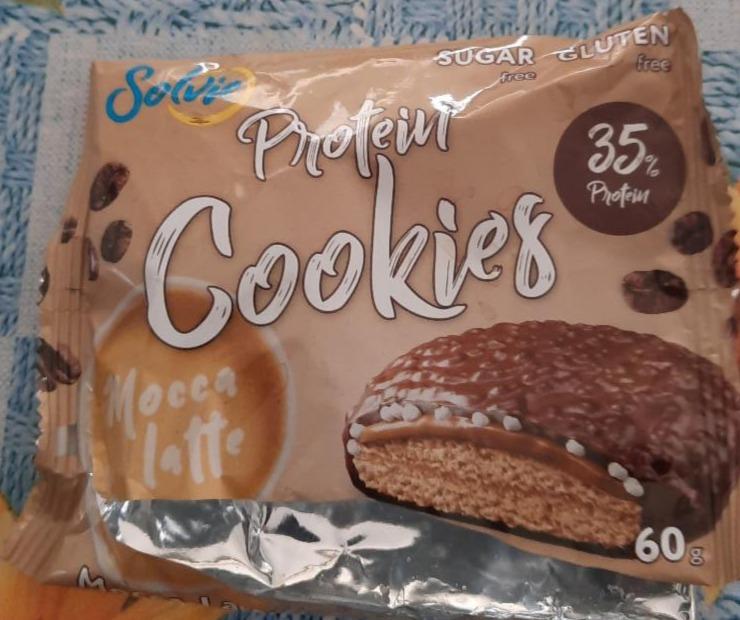 Фото - Печенье Protein cookies протеиновое Мокко-Латте глазированное молочным шоколадом без сахара Solvie