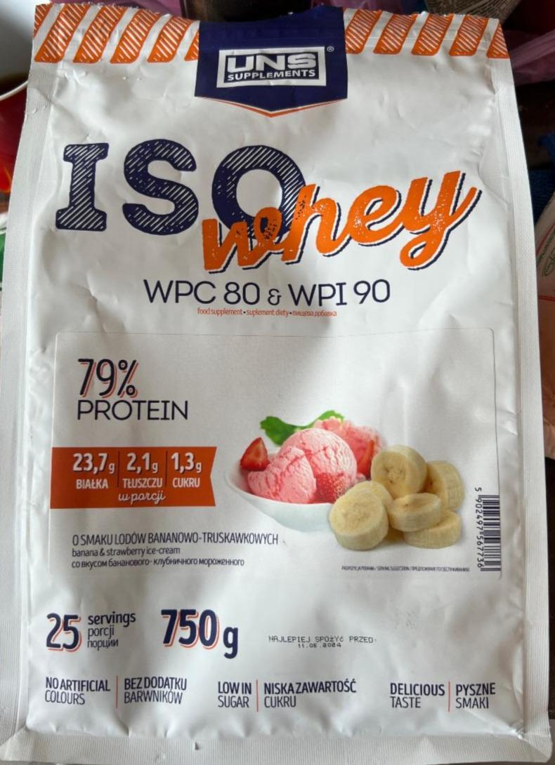 Фото - изолят сывороточного протеина клубника-банан ISO whey UNS Supplements