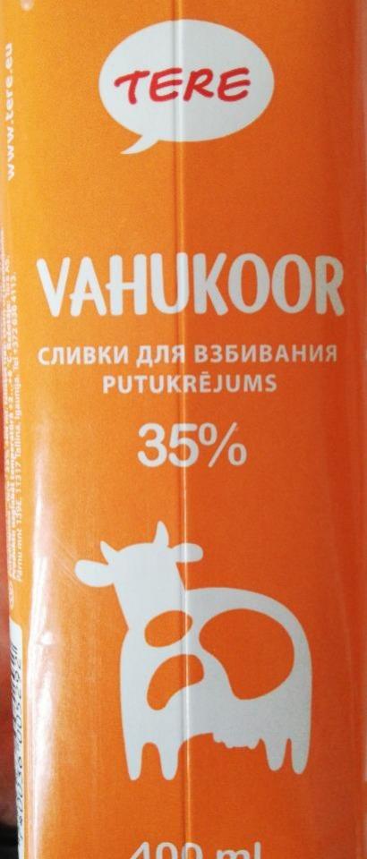 Фото - сливки для взбивания 35% Vahukoor Tere