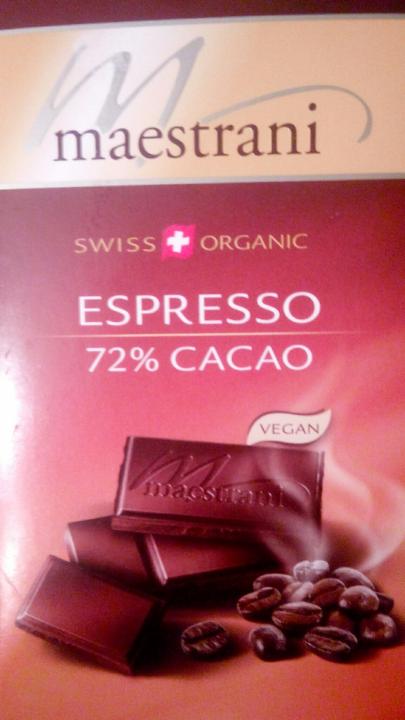 Фото - Тёмный шоколад с кофе espresso 72% Maestrani
