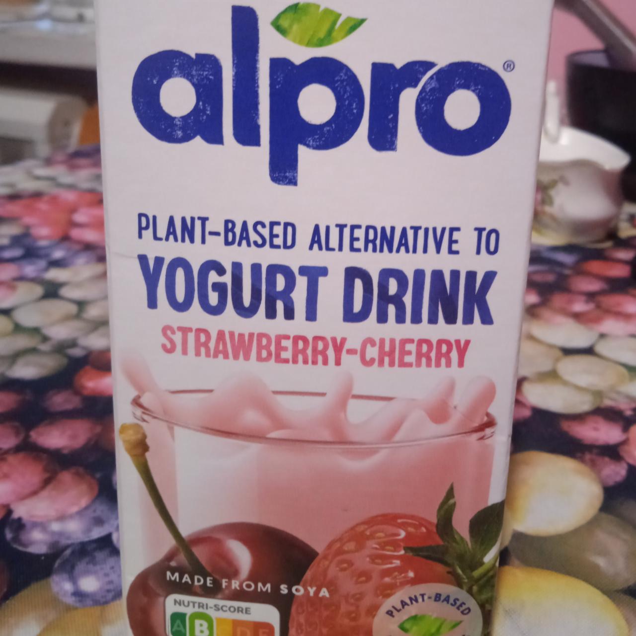 Фото - Йогурт питьевой соевый Вишня-клубника Alpro