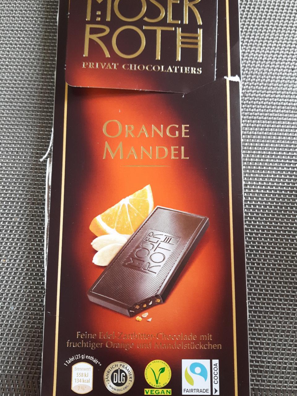 Фото - Шоколад черный апельсин с миндалем Orange Mandel Moser Roth