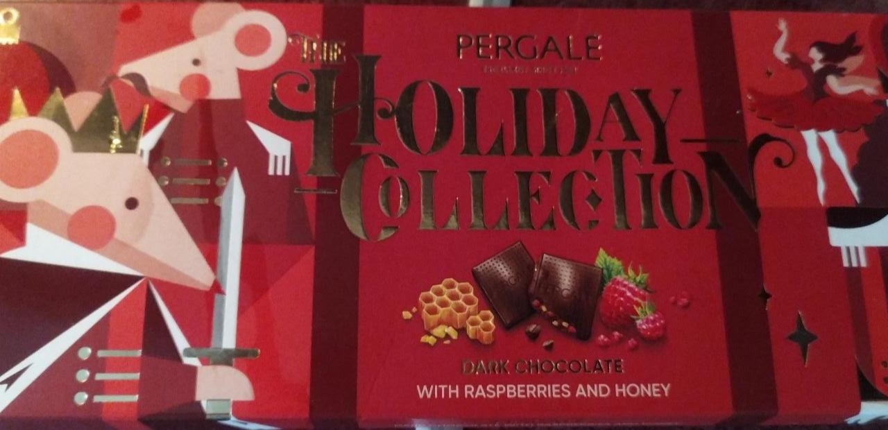 Фото - Шоколад тёмный holiday с кусочками малины и мёдом Pergalē