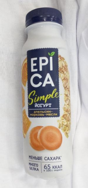 Фото - Питьевой йогурт 'Эпика' Epica апельсин, морковь, мюсли