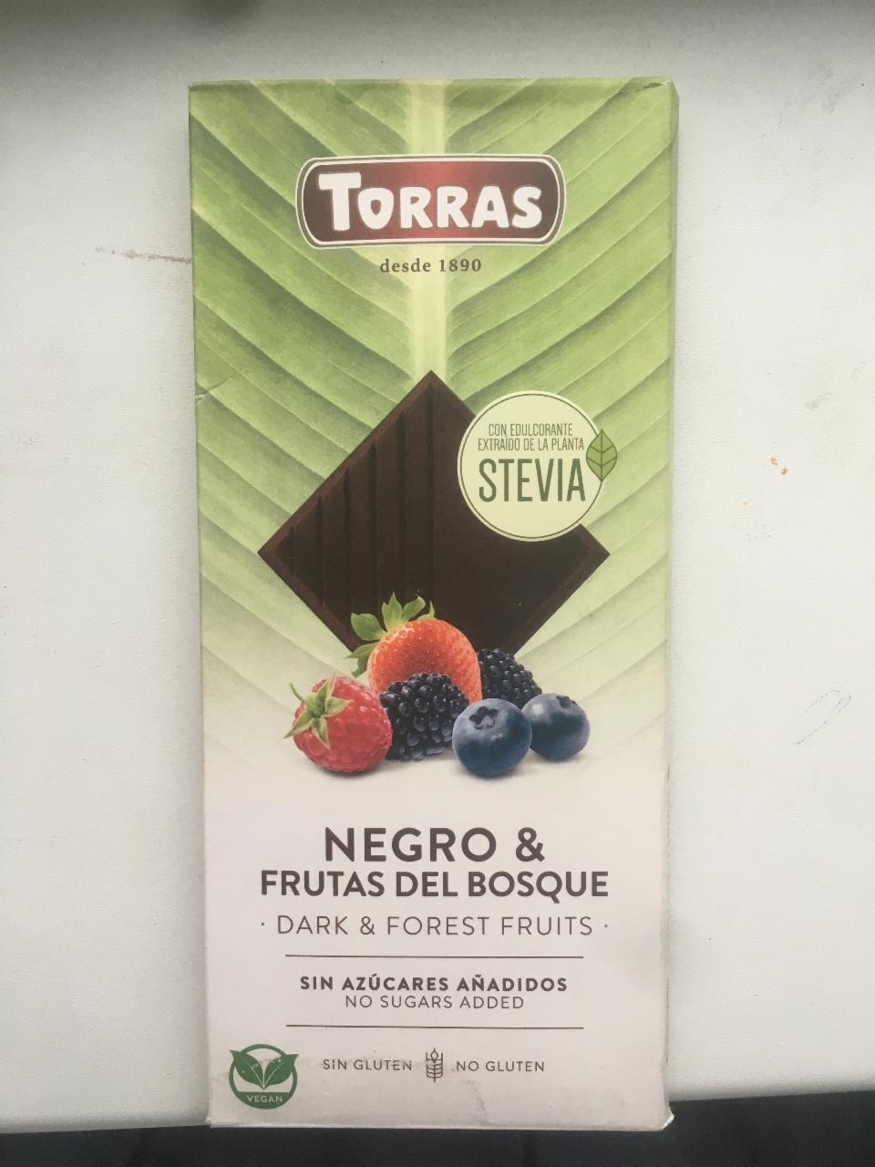 Фото - шоколад черный с лесными ягодами без сахара и глютена Torras
