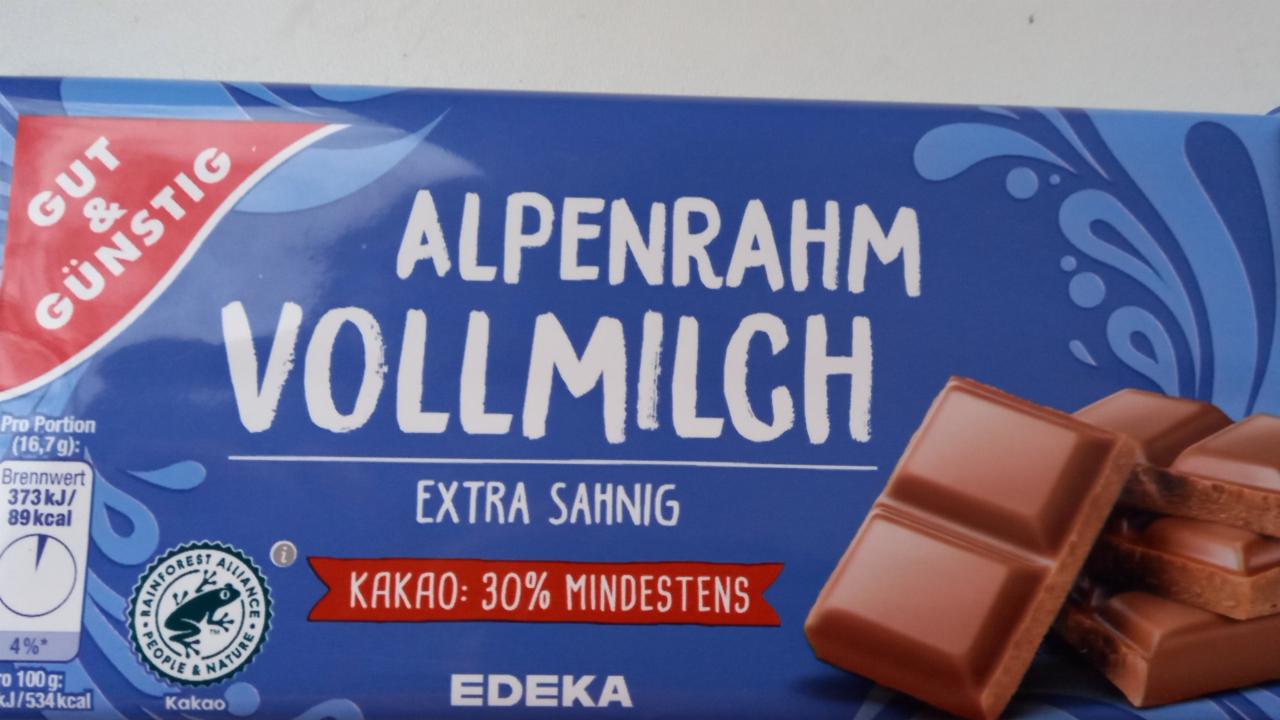 Фото - шоколад vollmilch молочный Alpenrahm