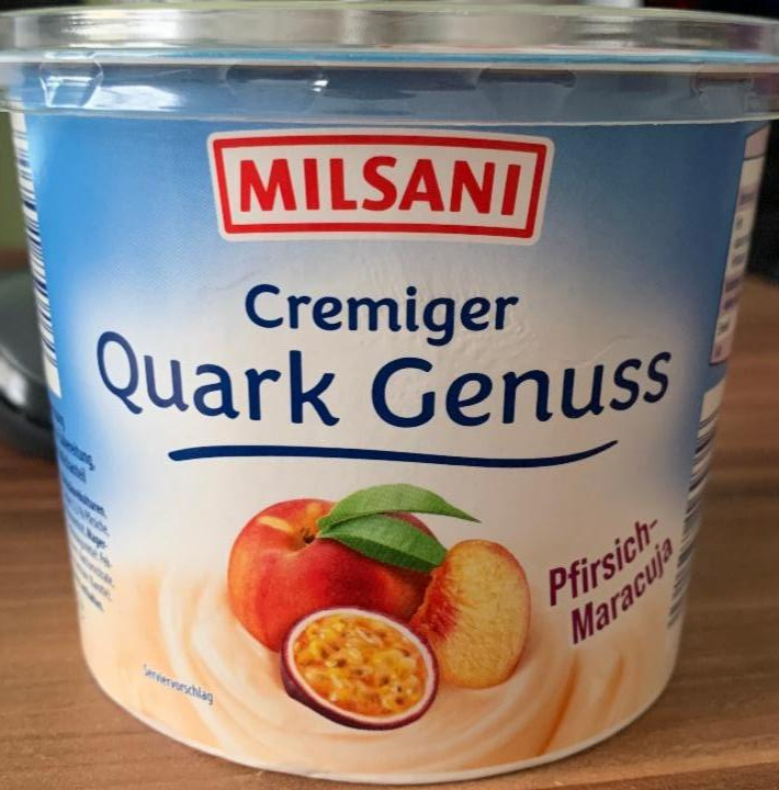 Фото - молочный йогурт кварк персик-маракуйя Quark Genuss Milsani