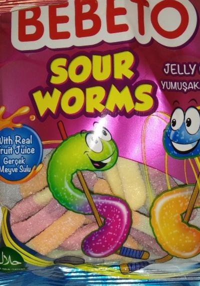 Фото - жевательные конфеты Sour Worms Bebeto