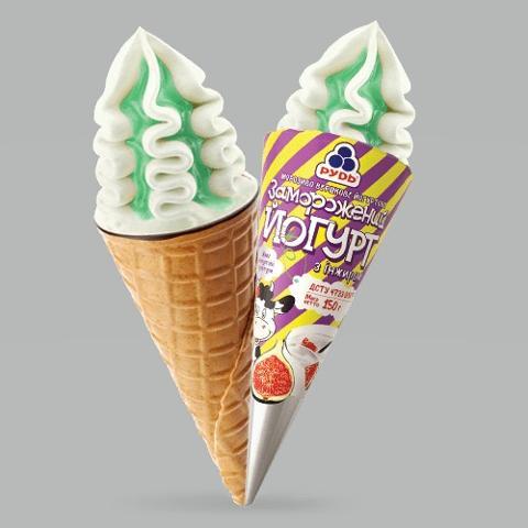 Фото - Мороженое сливочное с инжиром в рожке Йогурт замороженный Рудь