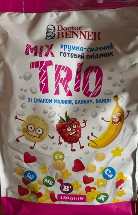 Фото - Готовый завтрах хлопья mix trio со вкусом малины банана и ванили doctor Benner