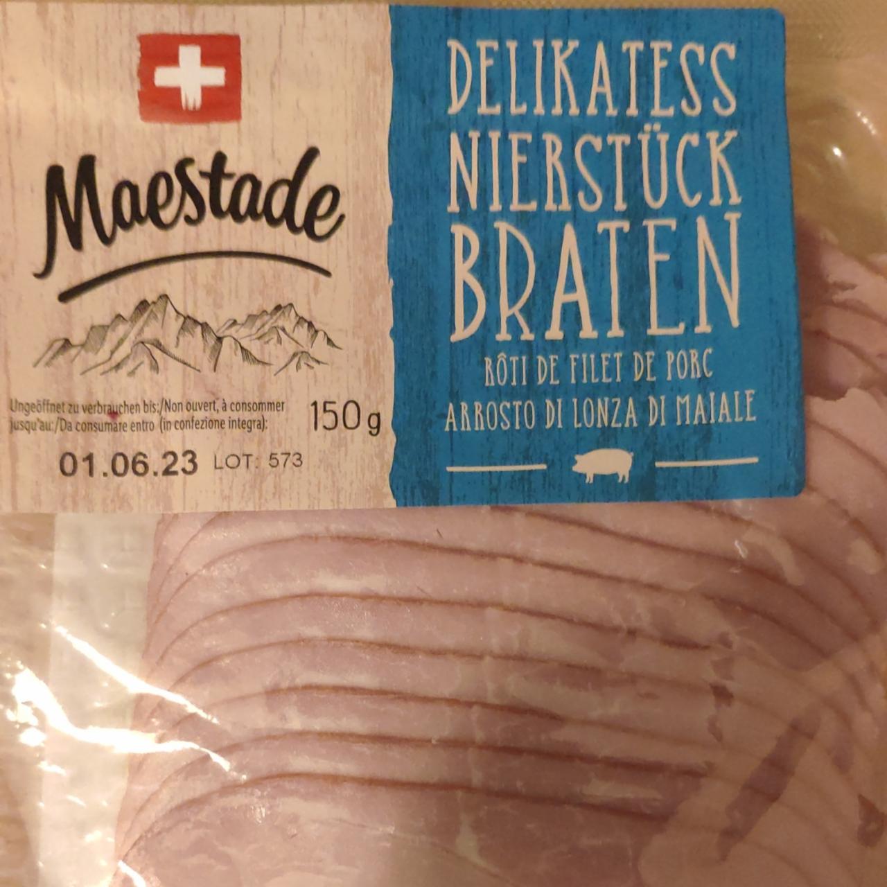 Фото - Ветчина запечённая деликатеса свиная Delikatess Nierstück Braten Porc Maestade Lidl