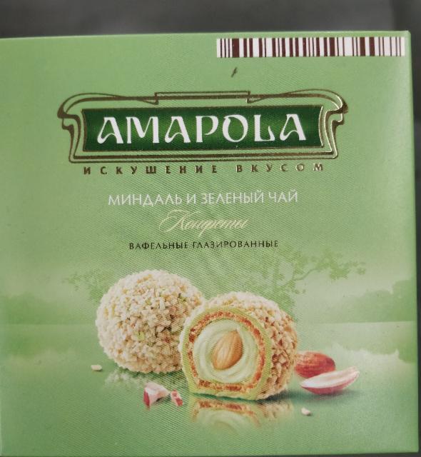 Фото - Конфеты вафельные глазированные 'Миндаль и зелёный чай' Amapola
