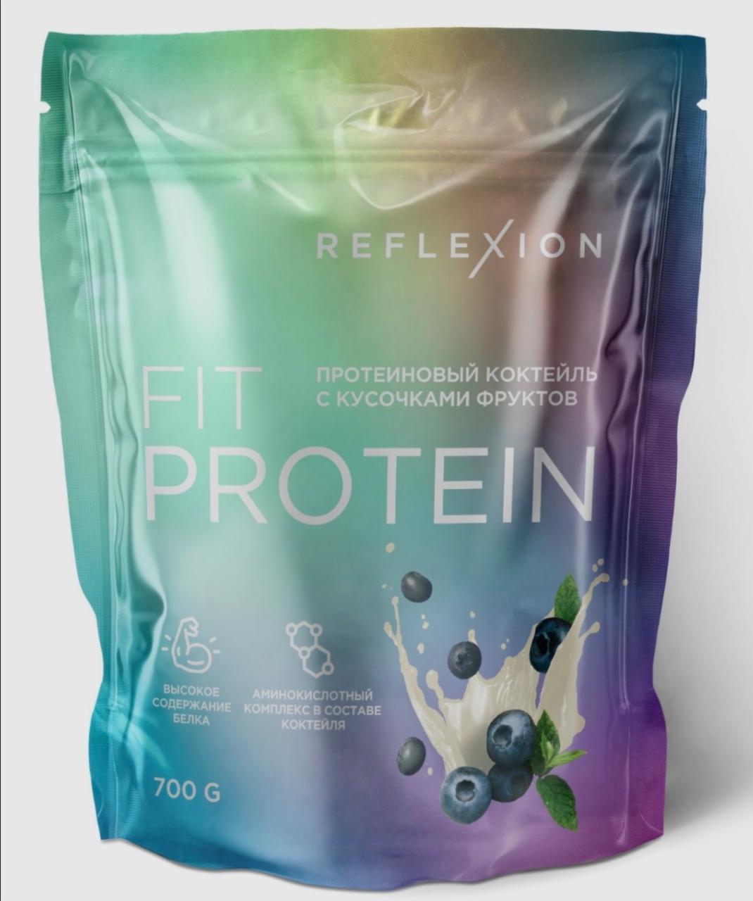 Фото - Fit Protein сывороточный протеин с кусочками фруктов вкус голубика Reflexion