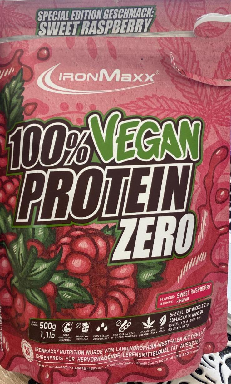 Фото - Протеин 100% со вкусом малины Raspberry Vegan Protein Zero IronMaxx