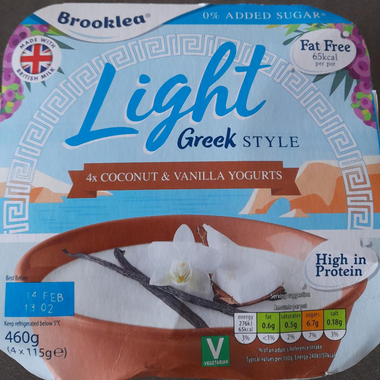 Фото - греческий йогурт легкий кокос-ваниль Brooklea