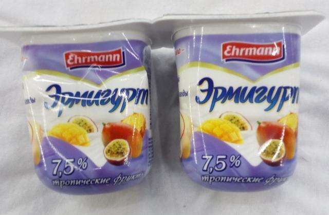 Фото - йогурт Эрмигурт 7.5% тропические фрукты Ehrmann