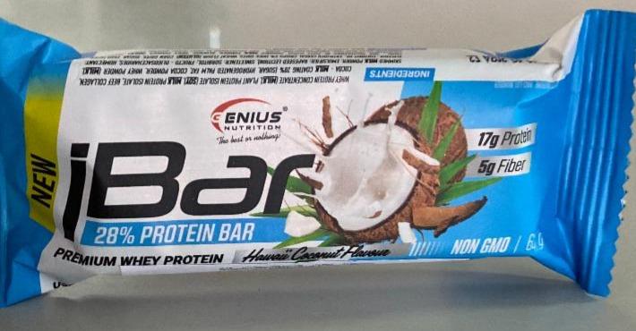 Фото - Протеиновый батончик кокос iBar Protein Bar 28% Genius Nutrition