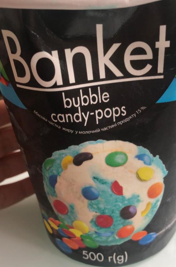Фото - мороженое пломбир с вкусом жевательной резинки с цветным драже Banket Ласунка