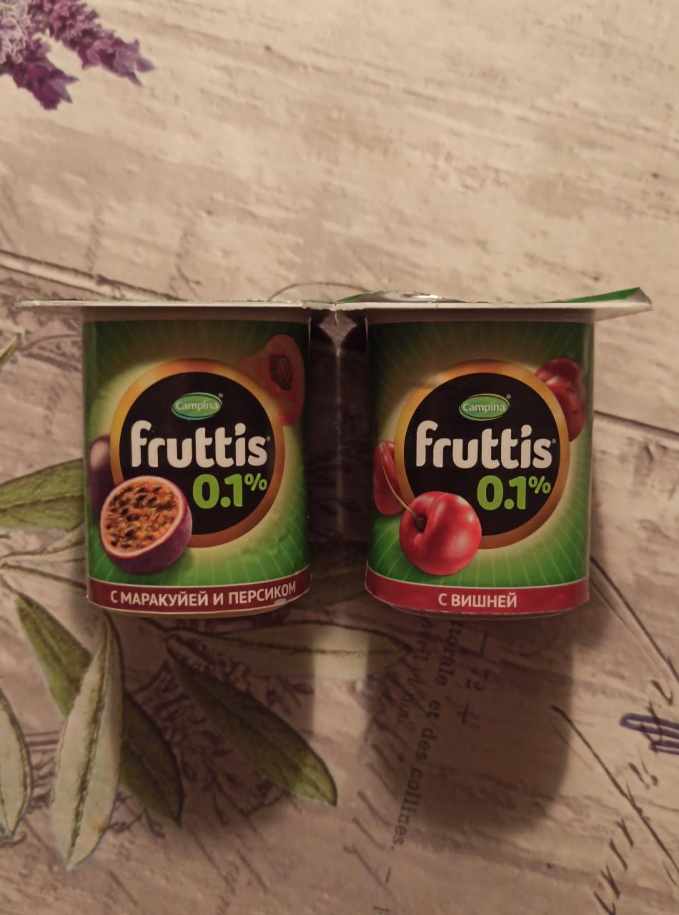 Фото - Лёгкий 0.1% Продукт йогуртный пастеризованный персиком и маракуйя/вишней Fruttis