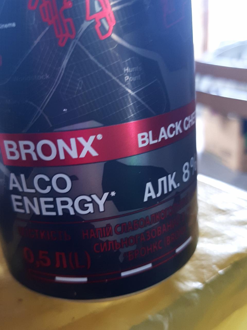 Фото - Напиток слабоалкогольный 8% энергетический сильногазированный Black Cherry Bronx