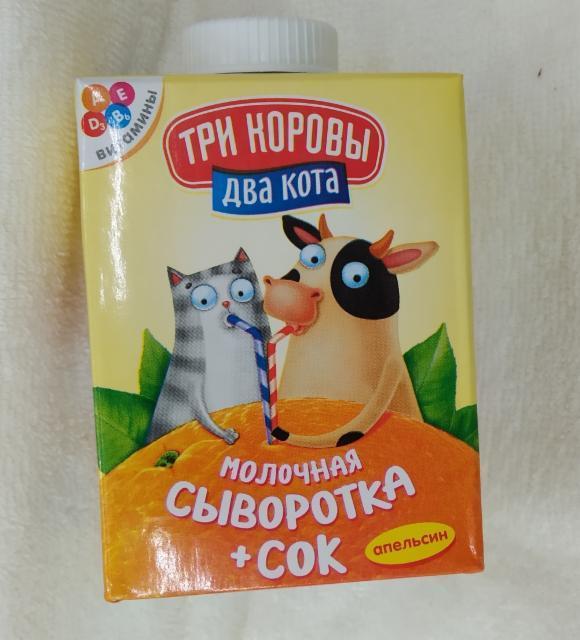 Фото - Молочная сыворотка + сок апельсин 'Три коровы два кота'