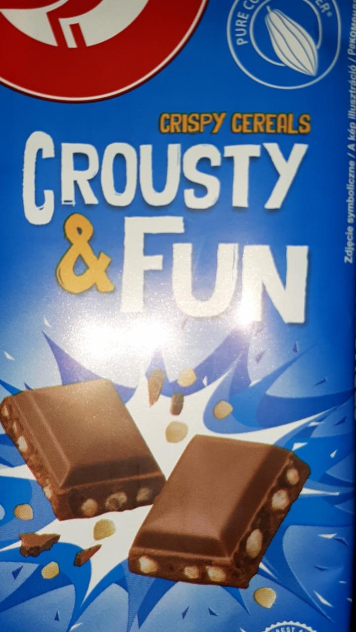 Фото - Молочный шоколад со злаковыми криспа Crousty Fun Auchan Ашан
