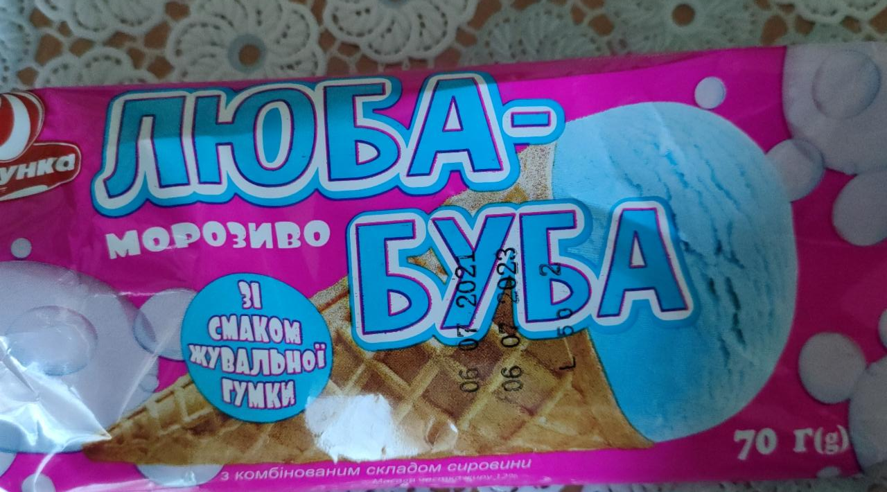 Фото - Мороженое Люба-буба со вкусом жевательной резинки Ласунка