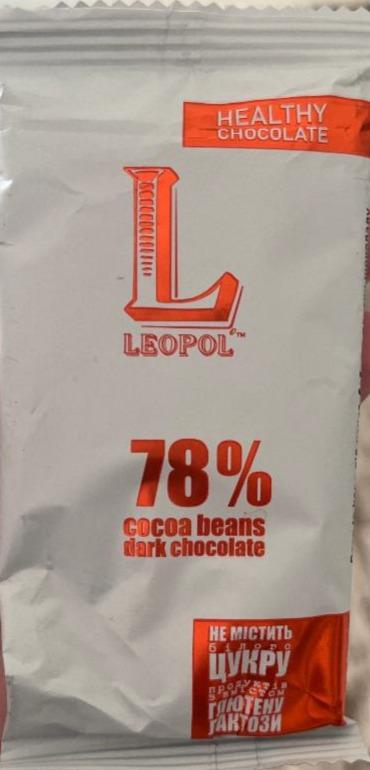 Фото - Шоколад черный 78% Dark Chocolate Cocoa Beans без цукру Leopol