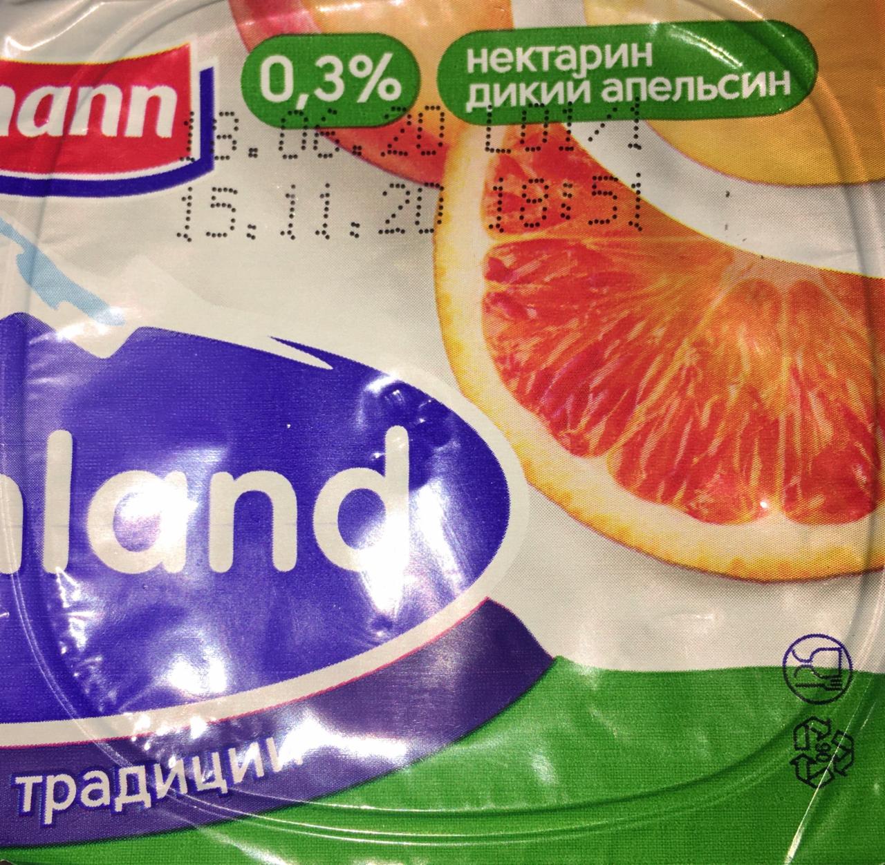 Фото - йогурт нектарин-дикий апельсин 0,3% Alpenland Ehrmann