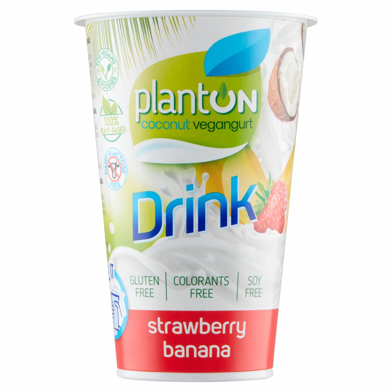 Фото - йогурт питьевой веганский клубника, банан PlantOn