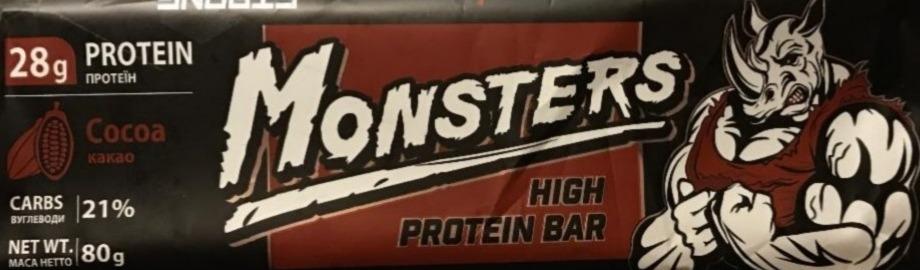 Фото - Протеиновый батончик high protein bar cocoa какао Monsters Excelent nutrition
