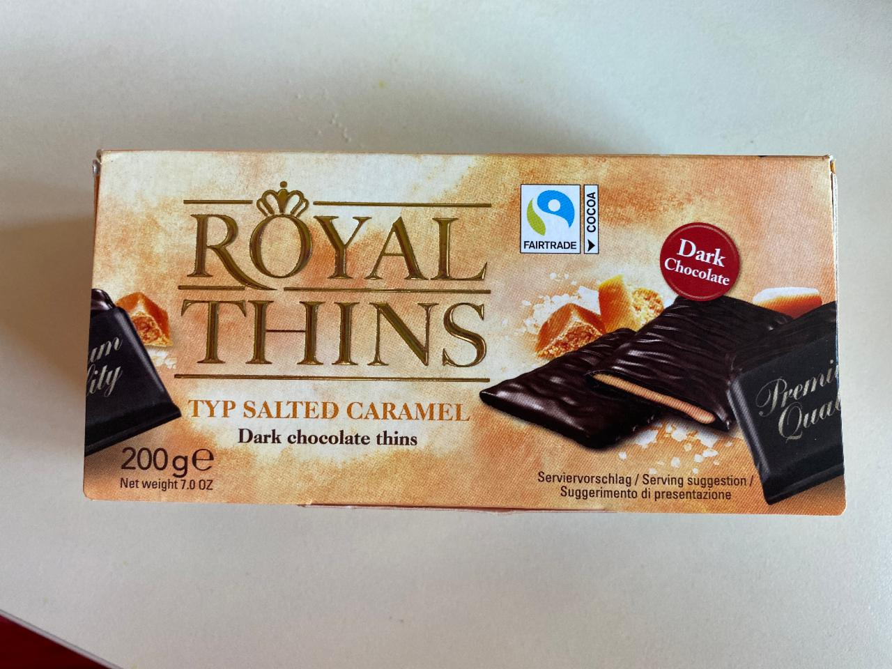 Фото - темный шоколад с соленой карамелью Royal thins