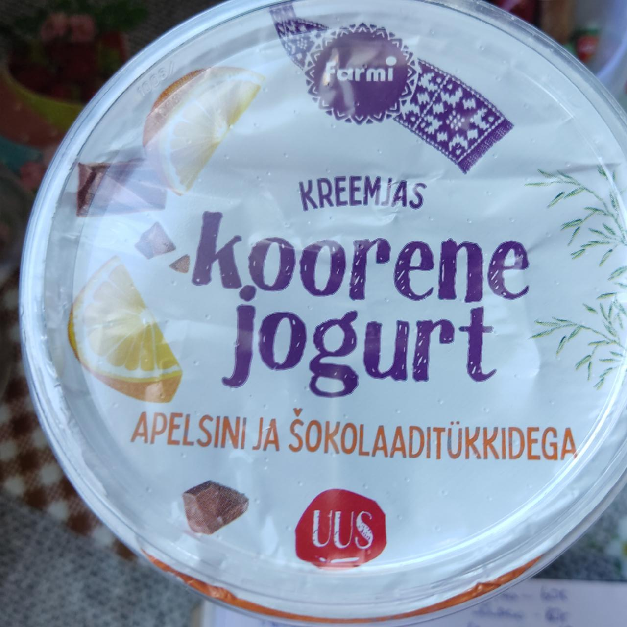 Фото - йогурт апельсин шоколад Koorene jogurt apelsini ja sokolaaditűkkidega Farmi