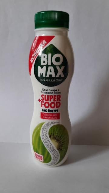 Фото - Био йогурт питьевой крыжовник, киви, семена базилика 'Bio Max' '+Super Food'