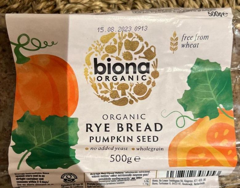 Фото - Хлеб ржаной органический с семенами тыквы Organic Bread Biona