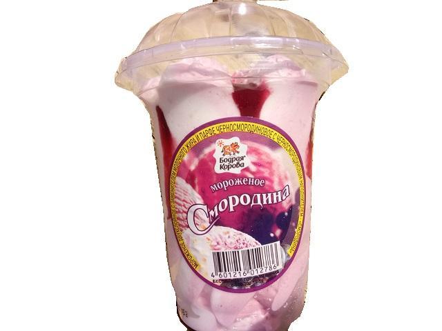 Фото - Мороженое двухслойное 'Бодрая корова' Смородина с заменителем молочного жира (пластиковый стакан)