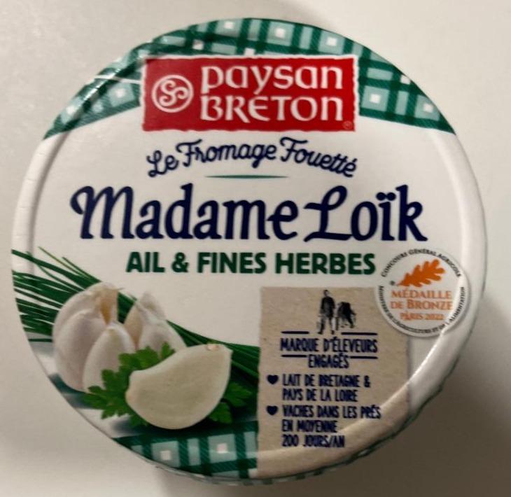Фото - Сыр Madame Loik с чесноком и травами мягкий взбитый 60% Paysan Breton