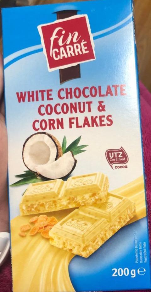 Фото - белый шоколад с кокосовыми хлопьями и кукурузными хлопьями Weisse kokos & flakes Fin Carre