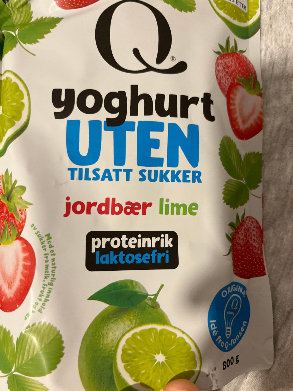 Фото - Youghurt uten tilsatt sukker Jordbær&Lime Q